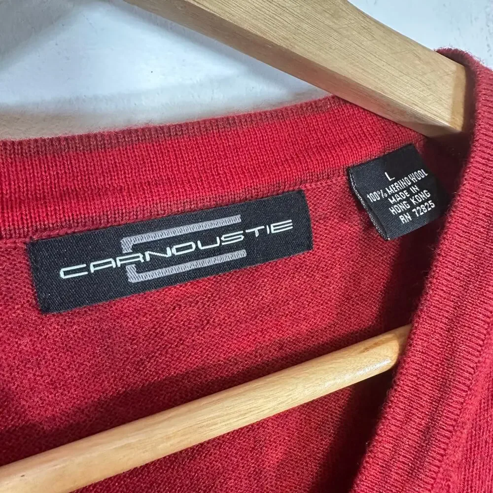 CARNOUSTIE Red Merino Wool Vest Sleeveless‎ Sweater Mens Large